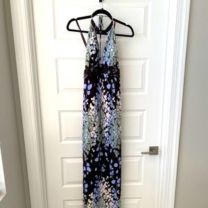 Like New Arden B. Silk Beaded Halter Maxi Dress